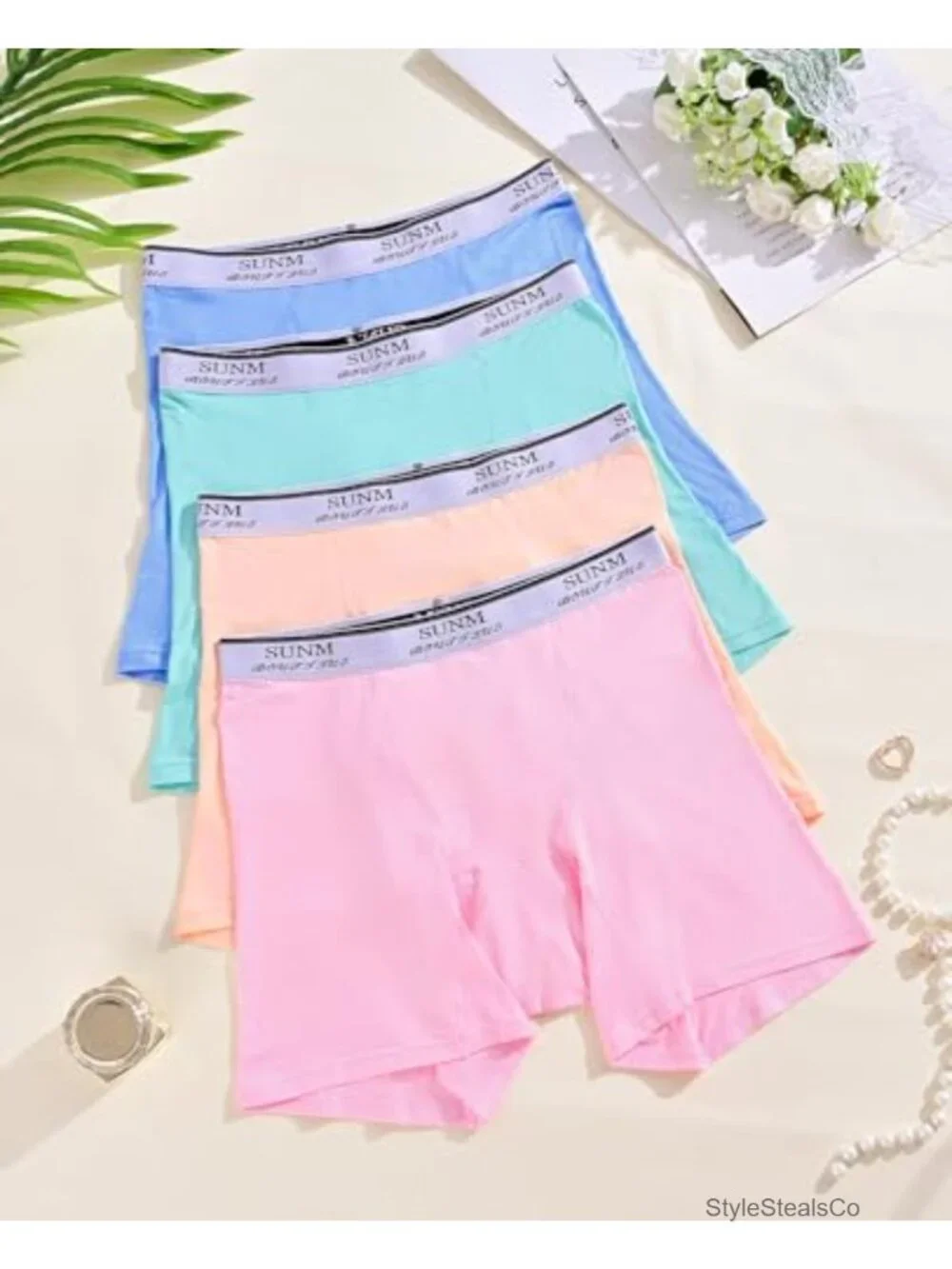 95% Modal High Waisted Boxer Briefs for Women - 4 Pack